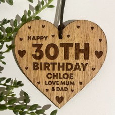 30th Birthday Gift For Daughter Wood Heart Personalised Friend