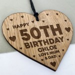 Novelty 50th Birthday Gift For Women Her Engraved Heart