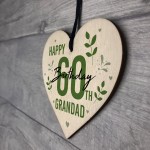 Personalised 40th 50th 60th Birthday Gift For Grandad Wood Heart