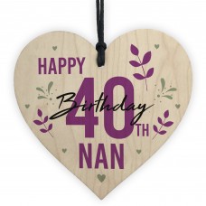 Personalised 40th 50th 60th Birthday Gift For Nan Wood Heart