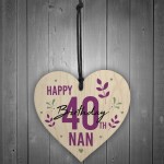 Personalised 40th 50th 60th Birthday Gift For Nan Wood Heart