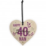 Personalised 40th 50th 60th Birthday Gift For Nan Wood Heart