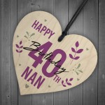 Personalised 40th 50th 60th Birthday Gift For Nan Wood Heart
