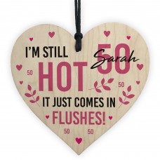 Funny 50th Birthday Gifts For Women Wood Heart Fifty Birthday
