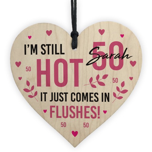 Funny 50th Birthday Gifts For Women Wood Heart Fifty Birthday