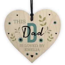 Personalised Fathers Day Birthday Gift For Dad Wood Heart Plaque