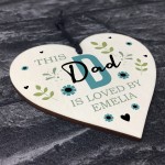 Personalised Fathers Day Birthday Gift For Dad Wood Heart Plaque