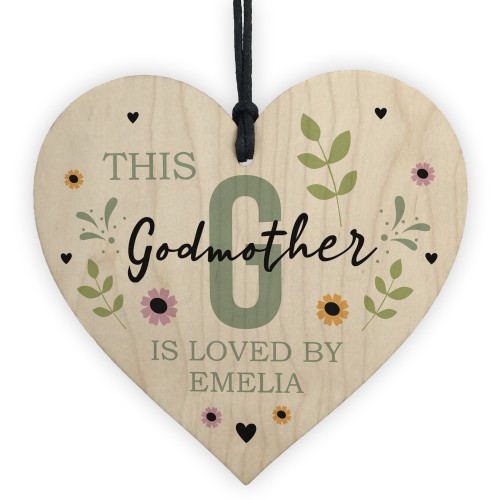Personalised Mothers Day Birthday Gift For Godmother Wood Heart