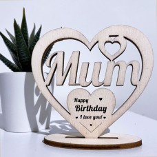 Gift For Mum Wooden Heart Engraved Craft Gift Mum Birthday Gift