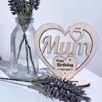 Gift For Mum Wooden Heart Engraved Craft Gift Mum Birthday Gift