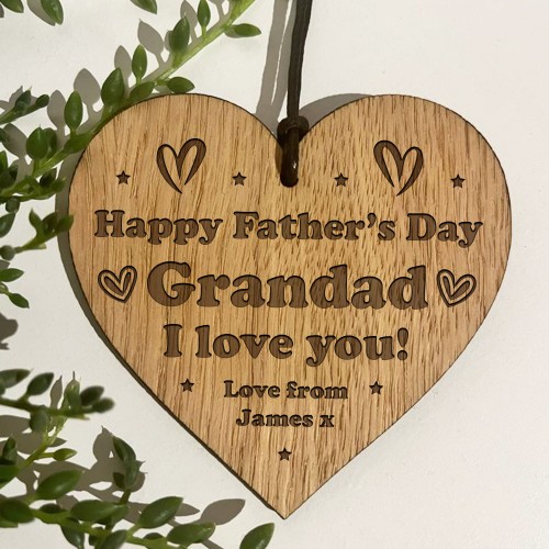 Personalised Fathers Day Gift For Grandad Engraved Heart Gift