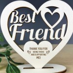 Best Friend Plaque Friendship Gift Engraved Wood Heart Thank You