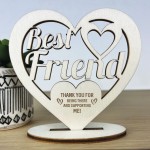 Best Friend Plaque Friendship Gift Engraved Wood Heart Thank You