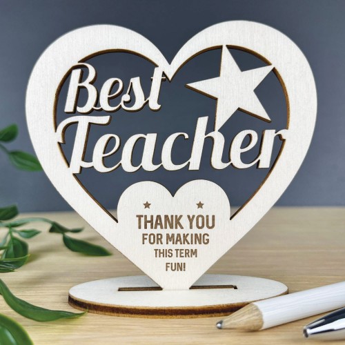 Teacher Thank You Gifts Engraved Standing Heart End of Term