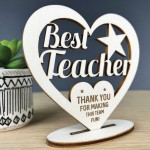 Teacher Thank You Gifts Engraved Standing Heart End of Term