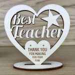 Teacher Thank You Gifts Engraved Standing Heart End of Term