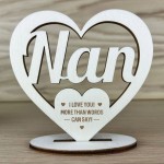 Gifts For Nan Engraved Wooden Heart Plaque Birthday Christmas