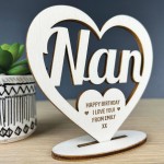 Personalised Birthday Gift For Nan Engraved Heart Plaque Gifts