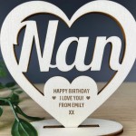 Personalised Birthday Gift For Nan Engraved Heart Plaque Gifts