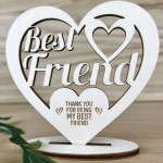 Thank You Best Friend Gift Engraved Wooden Heart Plaque Birthday