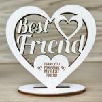 Thank You Best Friend Gift Engraved Wooden Heart Plaque Birthday