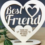 Thank You Best Friend Gift Engraved Wooden Heart Plaque Birthday