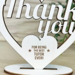 Tutor Thank You Gift Engraved Heart Plaque College School Tutor 