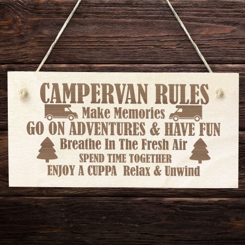 Funny Campervan Rules Sign Novelty Plaque Welcome Sign