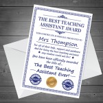 Red Ocean Thank You Teaching Assistant Card, Thank You Card