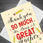 Red Ocean Thank You Card For Teacher Nursery School Gift