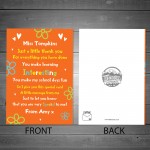 Personalised Teacher Thank You Card Teacher Card School Leavers 