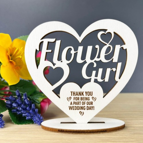 Freestanding Wood Heart Flower Girl Gift Wedding Gifts Thank You