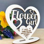 Personalised Flower Girl Thank You Gift Wood Standing Heart