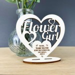 Personalised Flower Girl Thank You Gift Wood Standing Heart