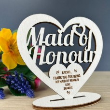 Gift For Maid Of Honour Thank You Wood Standing Heart