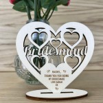 Red Ocean Gift For Maid Of Honour Thank You Wood Standing Heart
