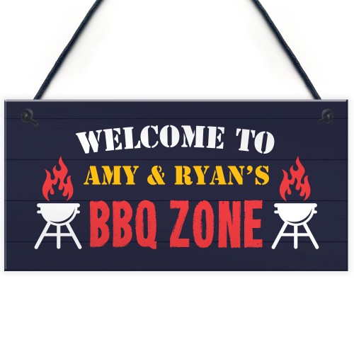 BBQ ZONE Sign BBQ Signs For Outside Garden Personalised