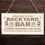 Backyard Bar Welcome Sign Hanging Home Bar Wooden Engraved