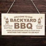 BBQ Welcome Sign Novelty Backyard BBQ Barbecue Garden Sign