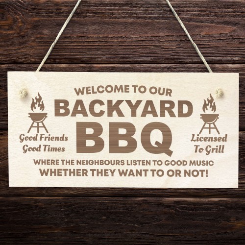 BBQ Welcome Sign Novelty Backyard BBQ Barbecue Garden Sign