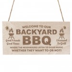 BBQ Welcome Sign Novelty Backyard BBQ Barbecue Garden Sign