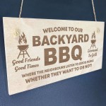 BBQ Welcome Sign Novelty Backyard BBQ Barbecue Garden Sign