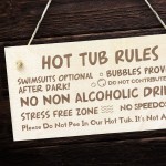 Hot Tub Rules Funny Wooden Hanging Plaque Gift Garden Home