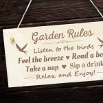 Garden Rules Sign Engraved Wood Garden Signs And Plaques Shed