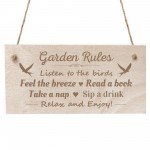 Garden Rules Sign Engraved Wood Garden Signs And Plaques Shed