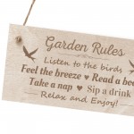 Garden Rules Sign Engraved Wood Garden Signs And Plaques Shed