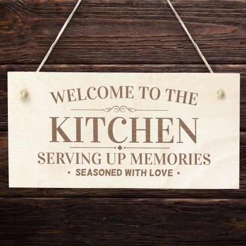 Kitchen Sign Hanging Engraved Plaque Home Signs Home Decor