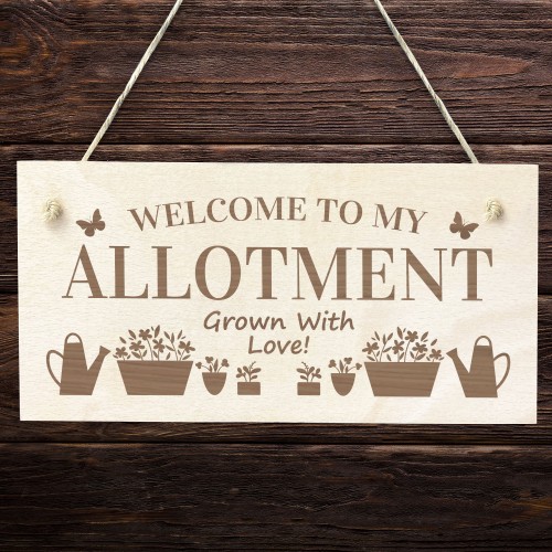 Allotment Sign Engraved Wooden Plaque For Garden Shed