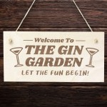 Gin Garden Sign Engraved Alcohol Gift Home Bar Sign Gin Gift