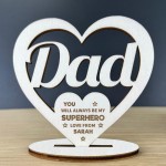 Fathers Day Gift Superhero Gift Wood Heart Dad Birthday Gift